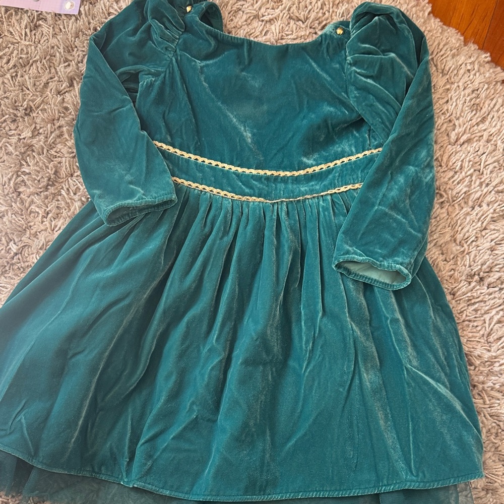 Janie and Jack Frozen edition Teal velvet dress